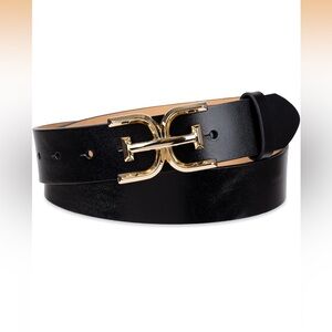 Sam Edelman Black Belt with Gold Buckle